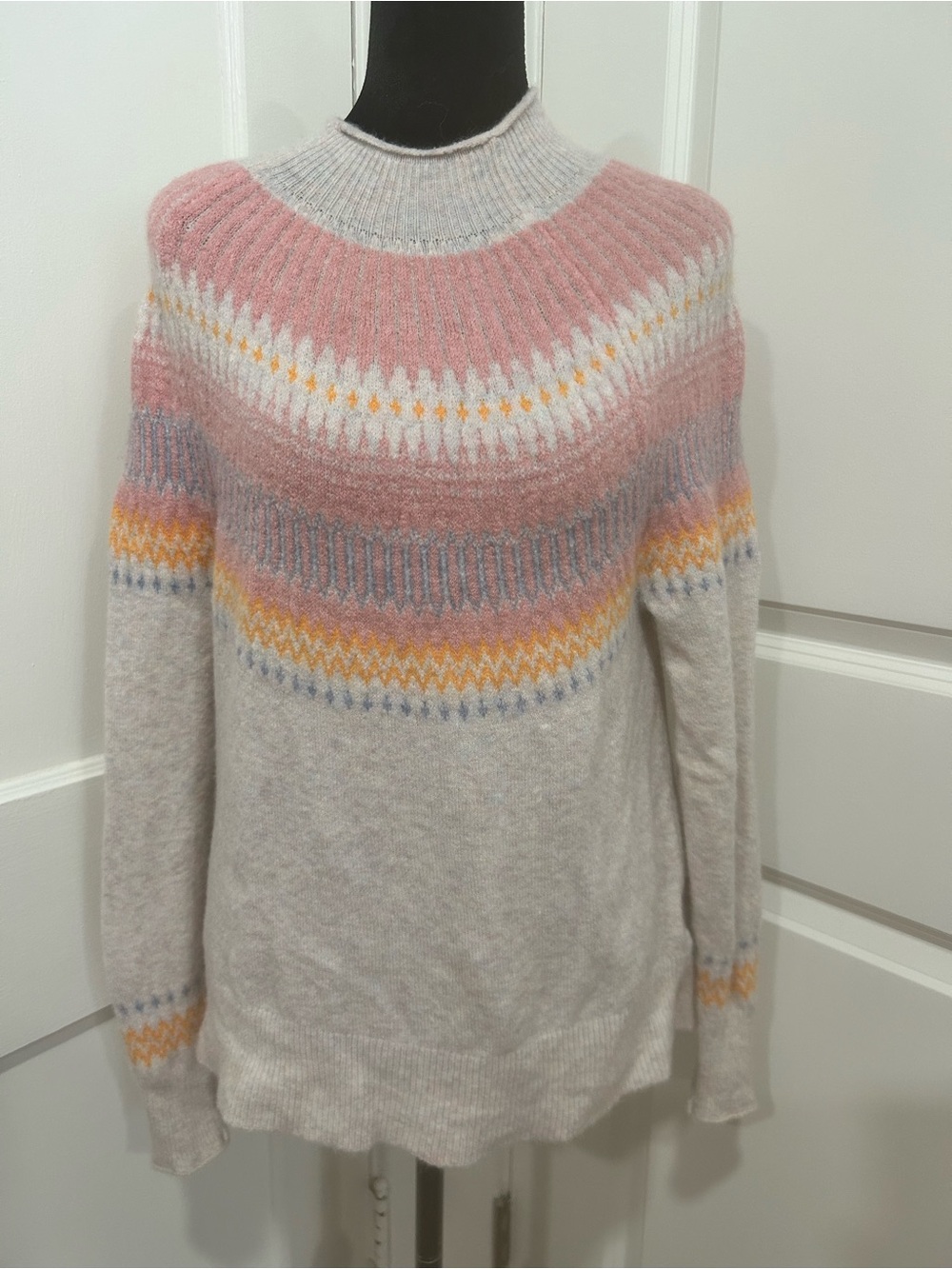 J.Crew Fair Isle Merino Wool Alpaca Blend Sweater Womens Small Soft tan multi - Picture 4 of 16